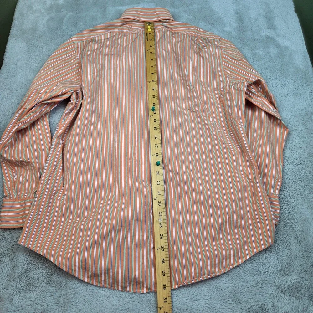 Polo Ralph Lauren Button Down Mens 16.5 Regent Custom Fit Striped Orange Multi
